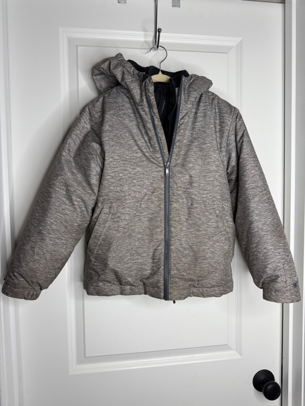 Boys All in Motion 6/7 Gray Hood Winter Jacket GUC